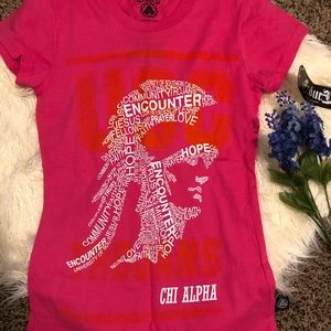 Pink blouse with inspire words printed